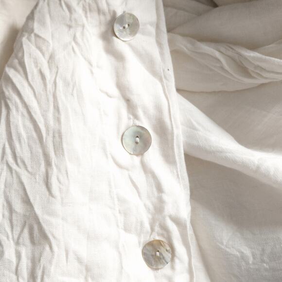 J Jill Women’s Linen Blend Shirt Coastal Slow Fashion Minimalist White Size L - Picture 7 of 8